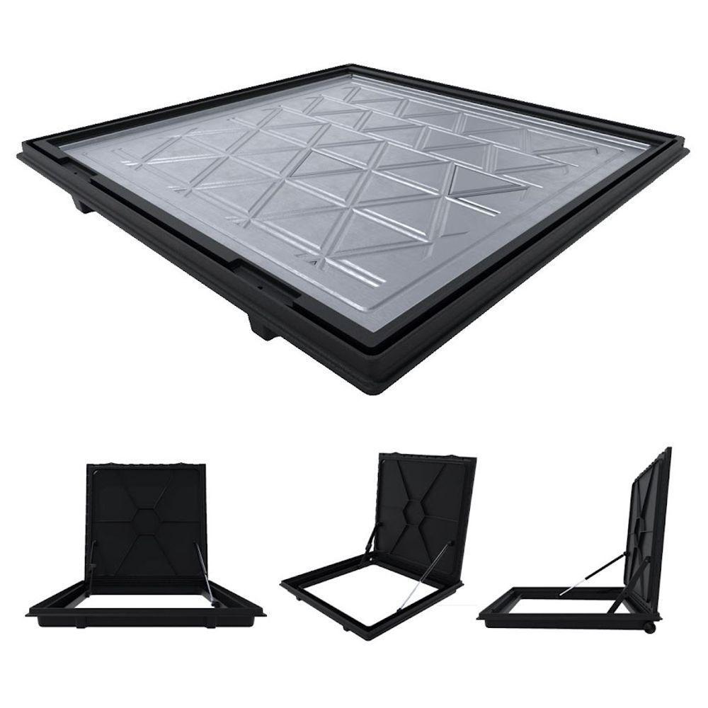 Tampa Casa Maquina 90x90cm Com Rebaixo Para Alumínio Preta - 2