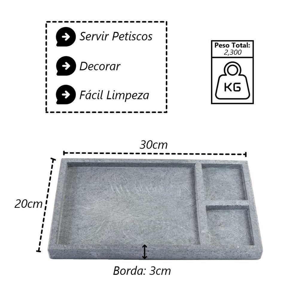 Tábua Pedra Sabão Borda Pé Divisórias Para Servir G 30x20cm - 2