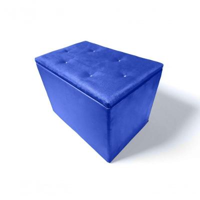 Puff Baú C- Botão Banqueta Suede Organizar Decorar 55cm Azul Royal