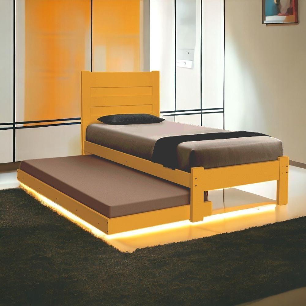 Cama Solteiro Lara Imbuia Com Auxiliar E 02 Colchões Atraente - 1