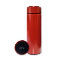 Garrafa Térmica Aço Inox Com Termômetro Digital Led 500ml Vermelho - 1