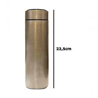 Kit 2 Garrafa Térmica Aço Inox Termômetro Digital Led 500ml Dourado - 6