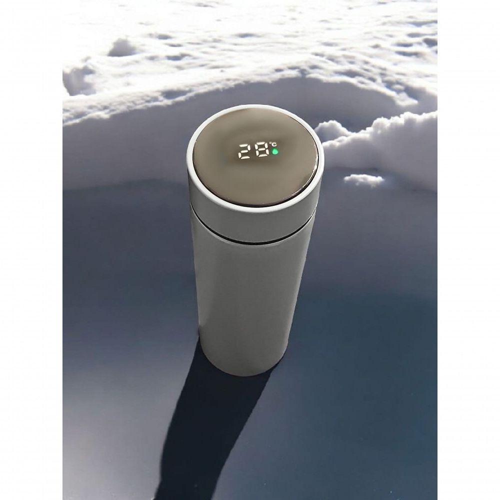 Garrafa Térmica Aço Inox Com Termômetro Digital Led 500ml Cinza - 2