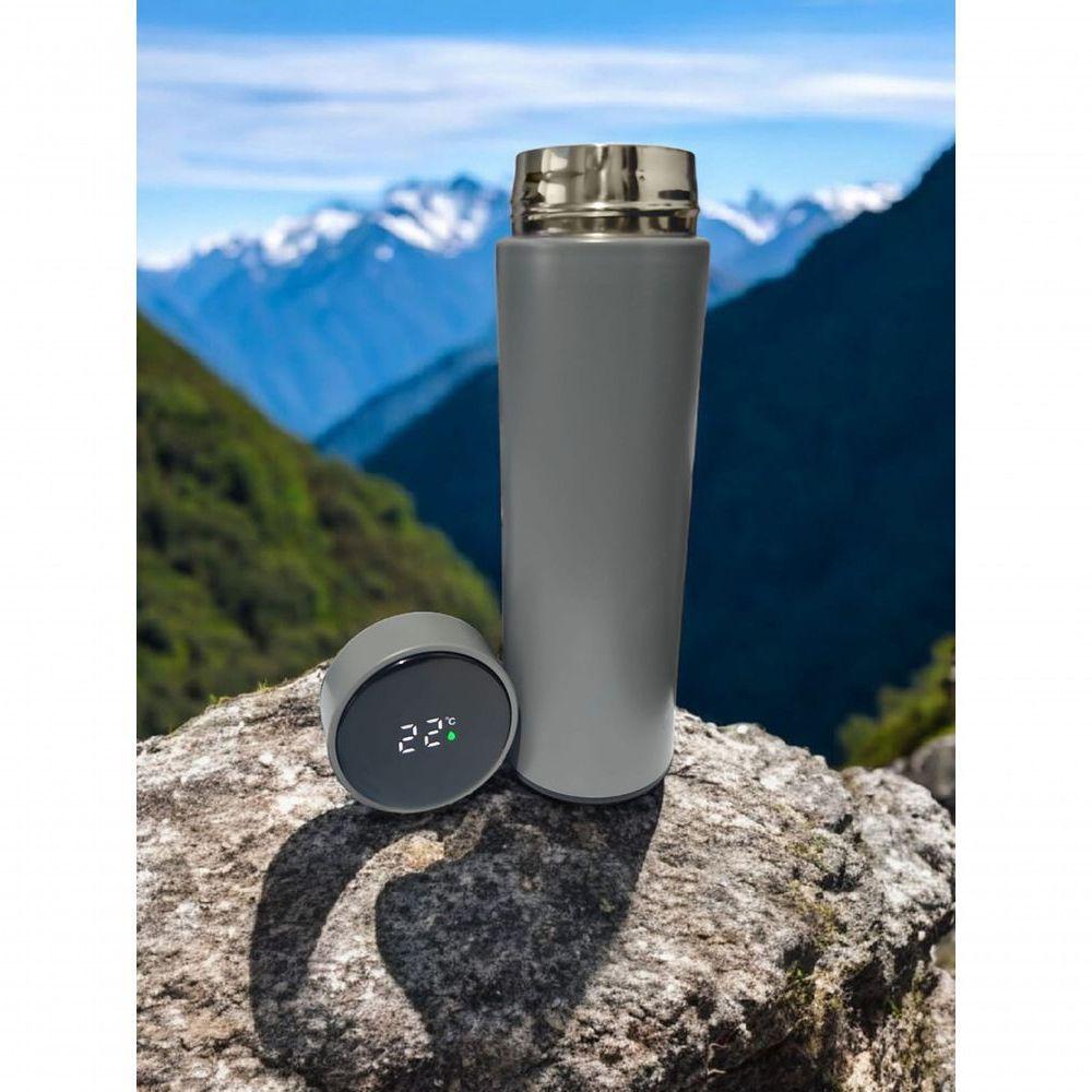 Garrafa Térmica Aço Inox Com Termômetro Digital Led 500ml Cinza - 3
