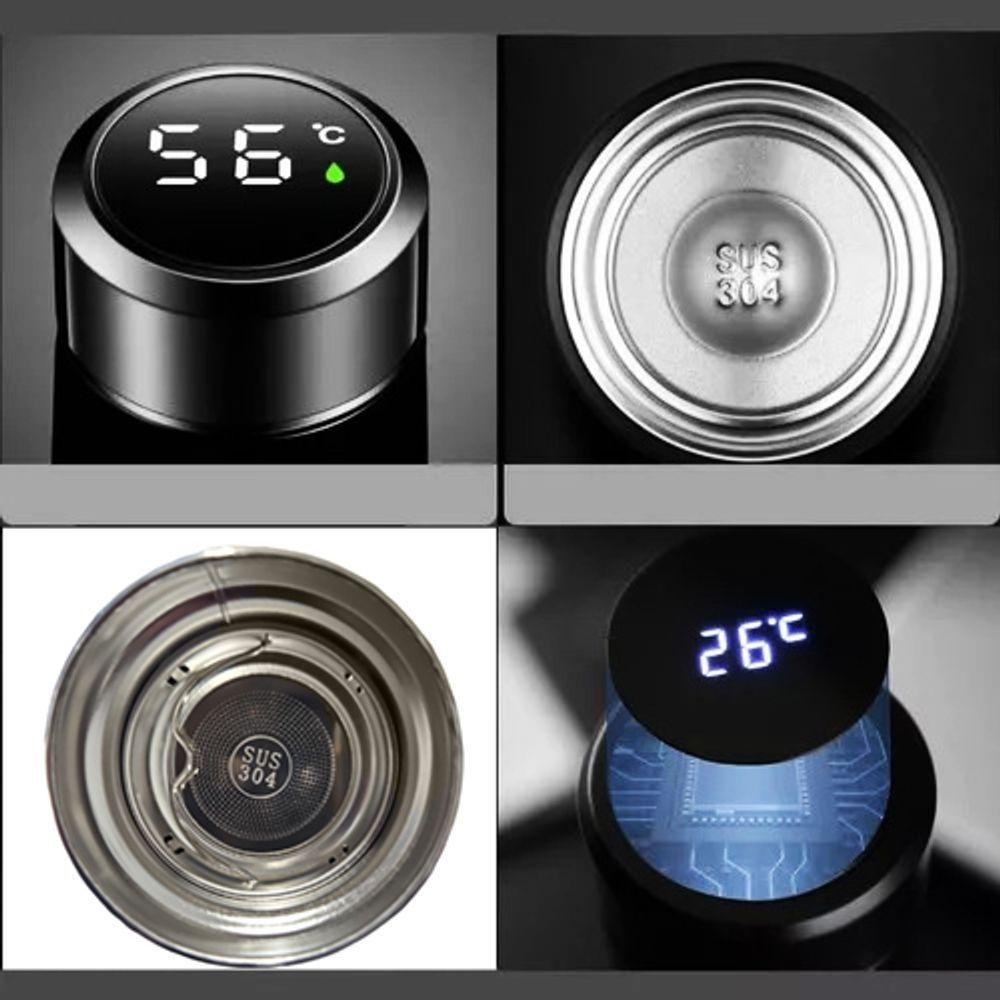 Garrafa Térmica Aço Inox Com Termômetro Digital Led 500ml Cinza - 4