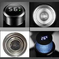 Garrafa Térmica Aço Inox Com Termômetro Digital Led 500ml Cinza