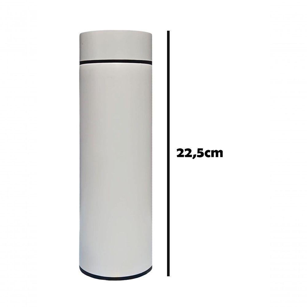 Kit 2 Garrafa Térmica Aço Inox Termômetro Digital Led 500ml Branco - 6