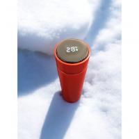 Kit 2 Garrafa Térmica Aço Inox Termômetro Digital Led 500ml Vermelho - 3