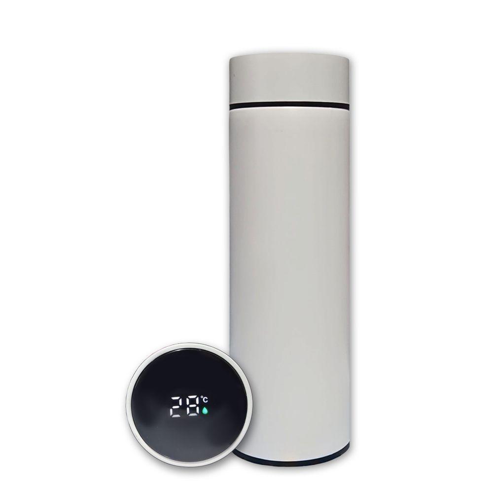 Garrafa Térmica Aço Inox Com Termômetro Digital Led 500ml Branco - 1