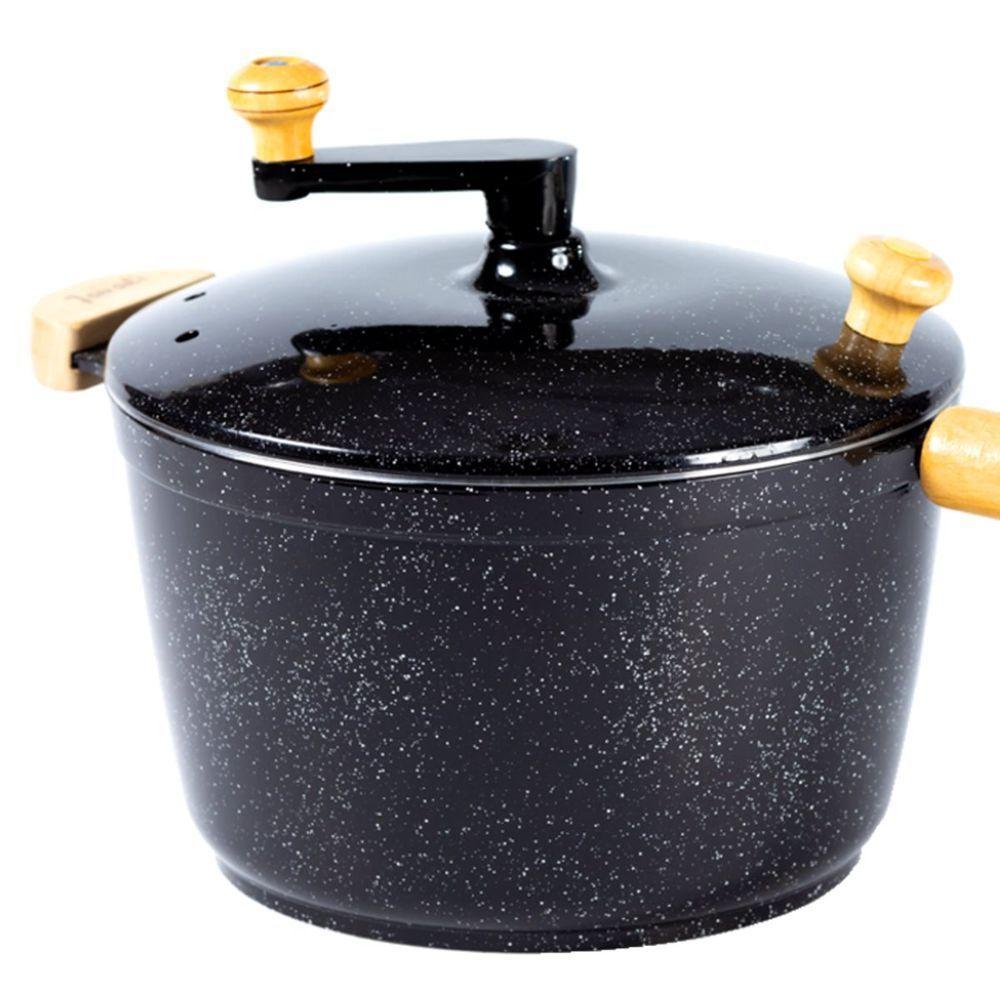 Pipoqueira Alumínio Preta Pipoca Doce Salgada 5100ml 24cm - 2