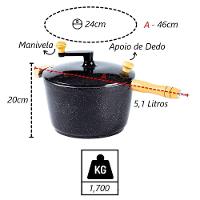 Pipoqueira Alumínio Preta Pipoca Doce Salgada 5100ml 24cm - 3