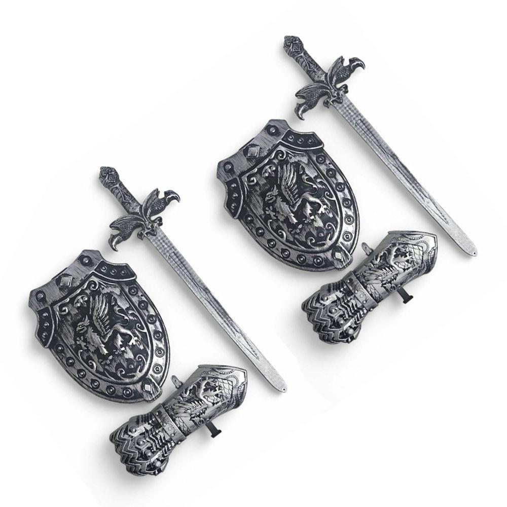 2 Kits Medieval Espada Manopla Escudo Grifo Infantil Jr0955 - 1