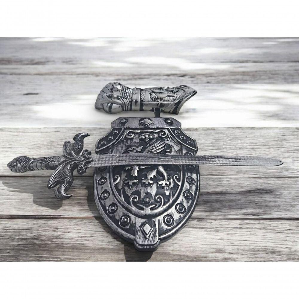 2 Kits Medieval Espada Manopla Escudo Grifo Infantil Jr0955 - 4