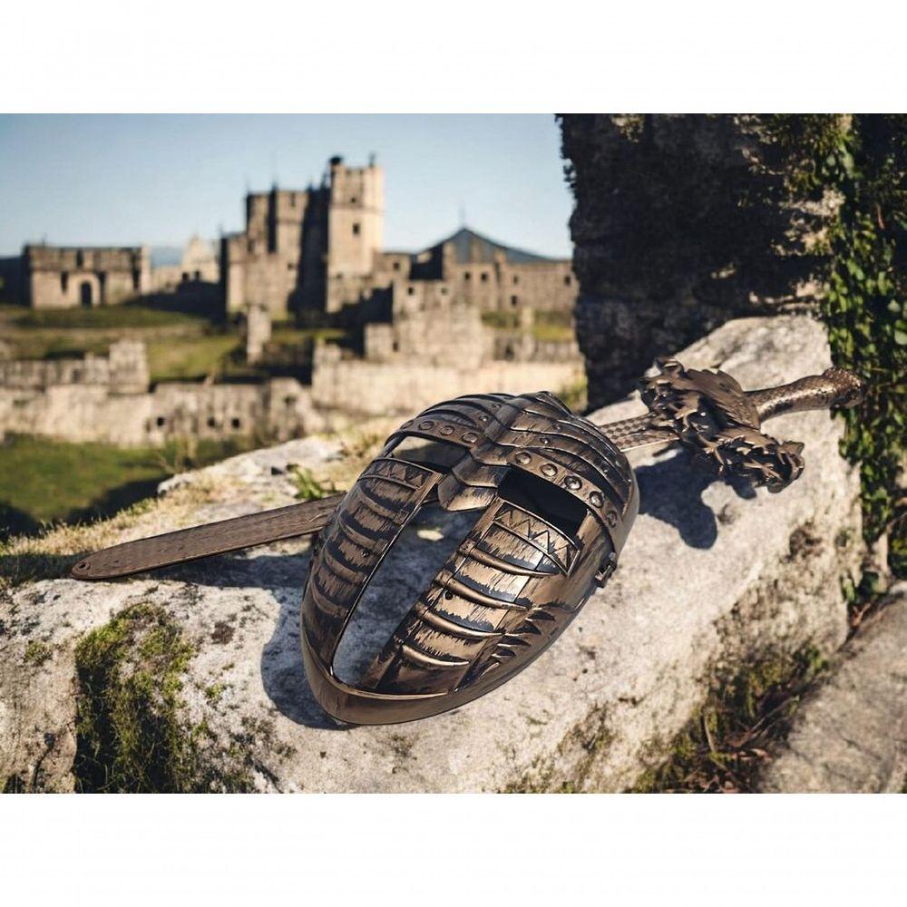 2 Kits Medieval Espada E Mascara Guerreiro De Combate Jr0610 Ouro - 4