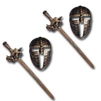 2 Kits Medieval Espada E Mascara Guerreiro De Combate Jr0610 Ouro - 1