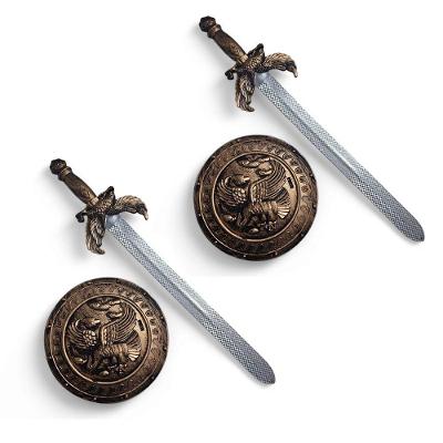 2 Kits Guerreiro Espada E Escudo Redondo Falcão Jr0944