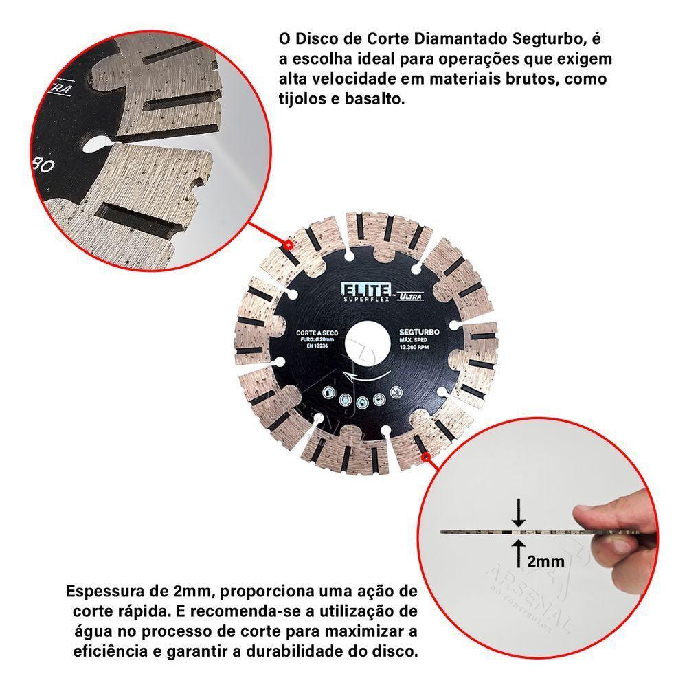 Disco Diamantado Segmentado 115mm Segturbo P/ Concreto Elite - 4