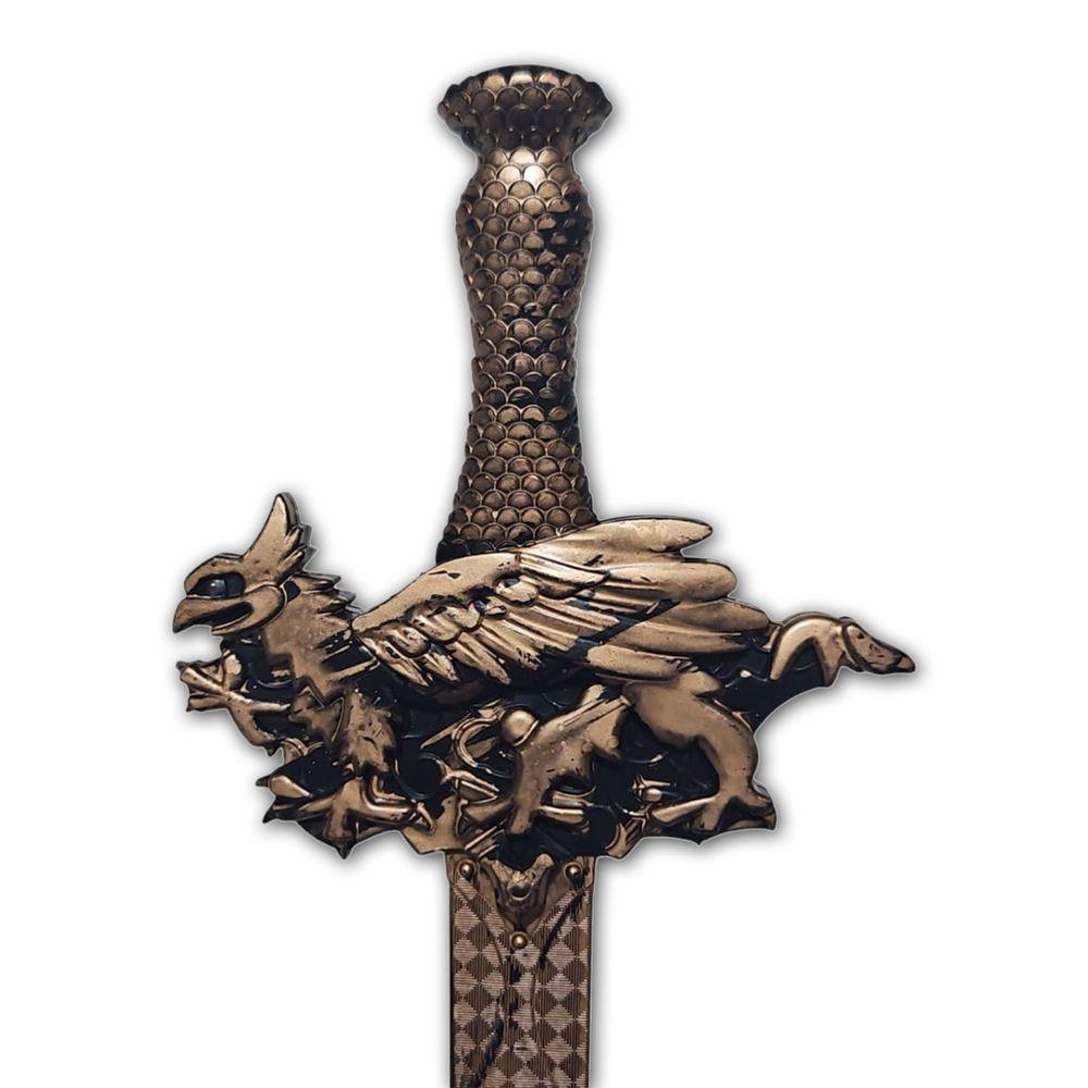 Kit Medieval Espada E Mascara Guerreiro De Combate Jr0610 Ouro - 8