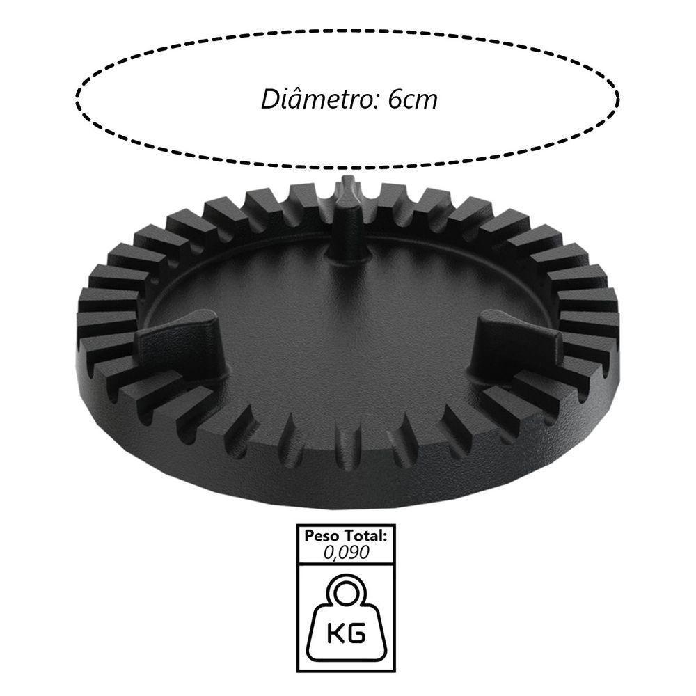 Espalha Chama De Fogão Ferro Queimador Econômico Duplo 6cm - 2