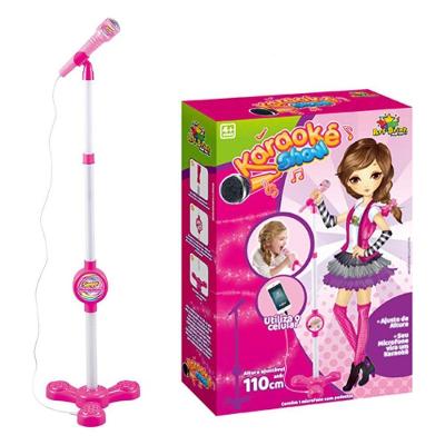 Microfone Karaoke Com Pedestal Use No Celular Musica Menina Cantar Criança
