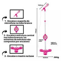 Microfone Karaoke Com Pedestal Use No Celular Musica Menina Cantar Criança - 5