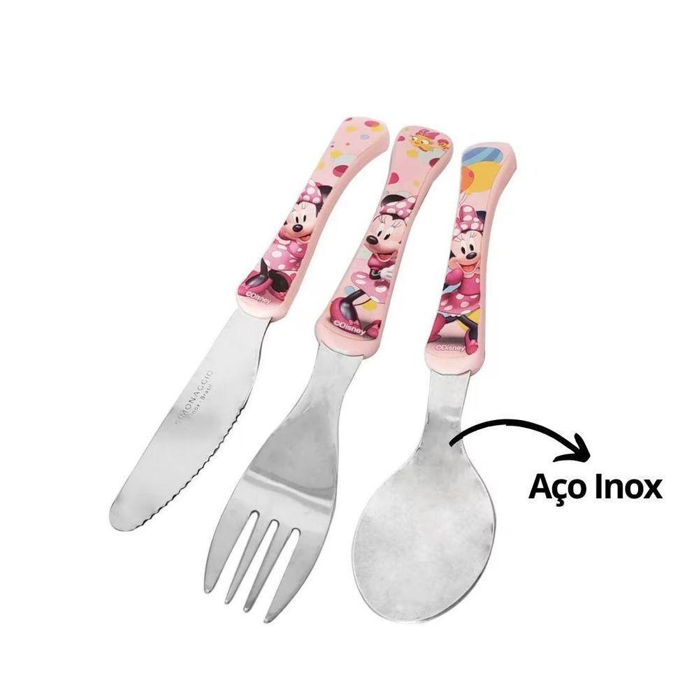 Kit Refeição Infantil Minnie Disney 6 Peças Prato, Tigela, Copo E Talheres - Tuut - 7