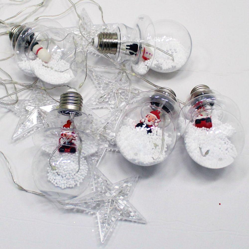 Varal Pisca Decoração Bolas E Estrelas Natal Leds Amarelo 3m - 1