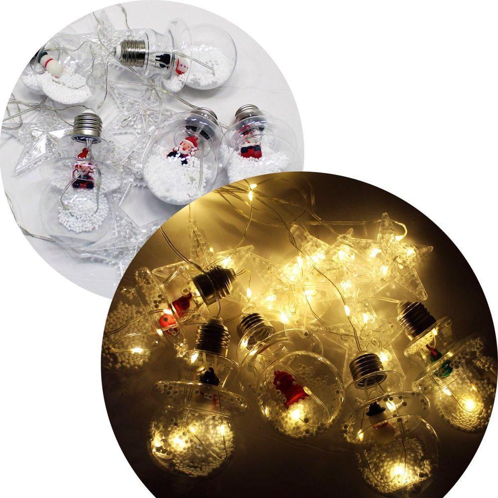 Varal Pisca Decoração Bolas E Estrelas Natal Leds Amarelo 3m - 2