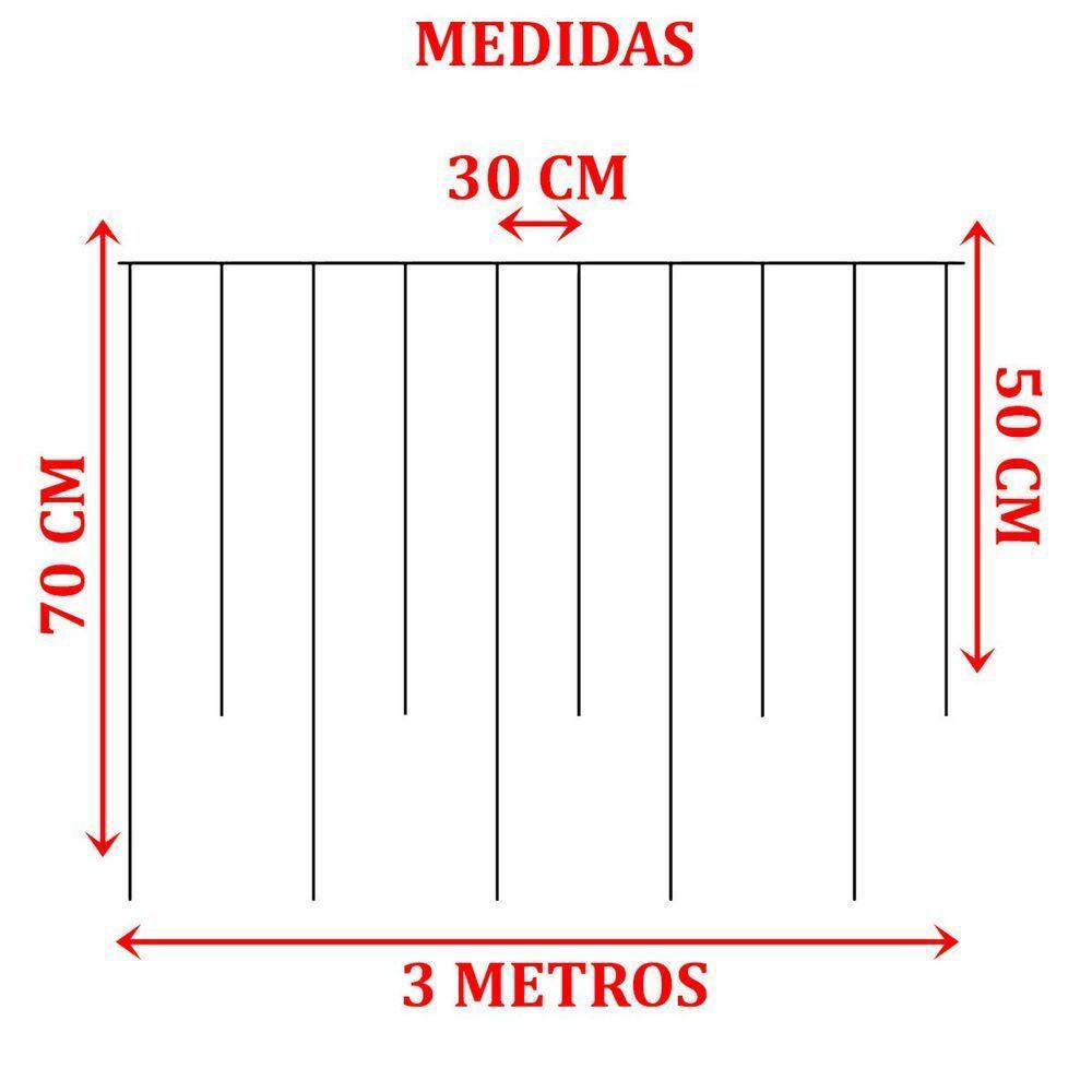 Varal Pisca Decoração Bolas E Estrelas Natal Leds Amarelo 3m - 3
