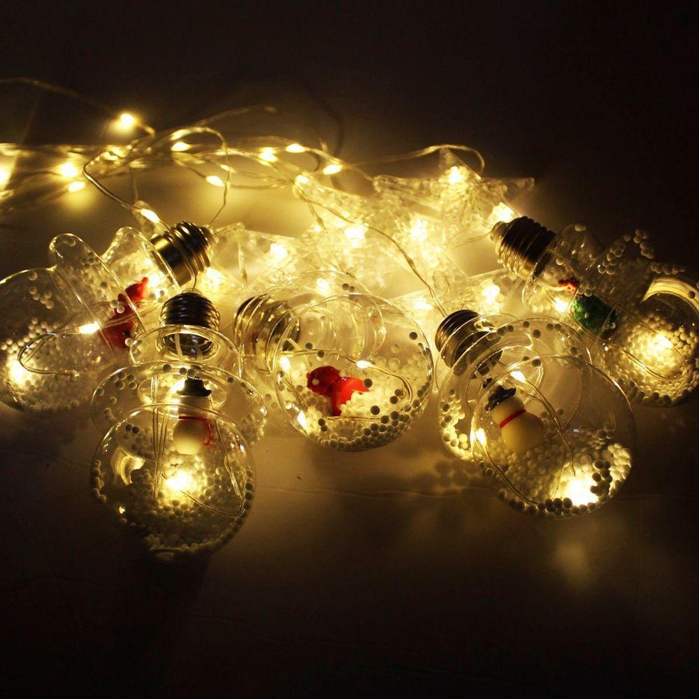 Varal Pisca Decoração Bolas E Estrelas Natal Leds Amarelo 3m - 4