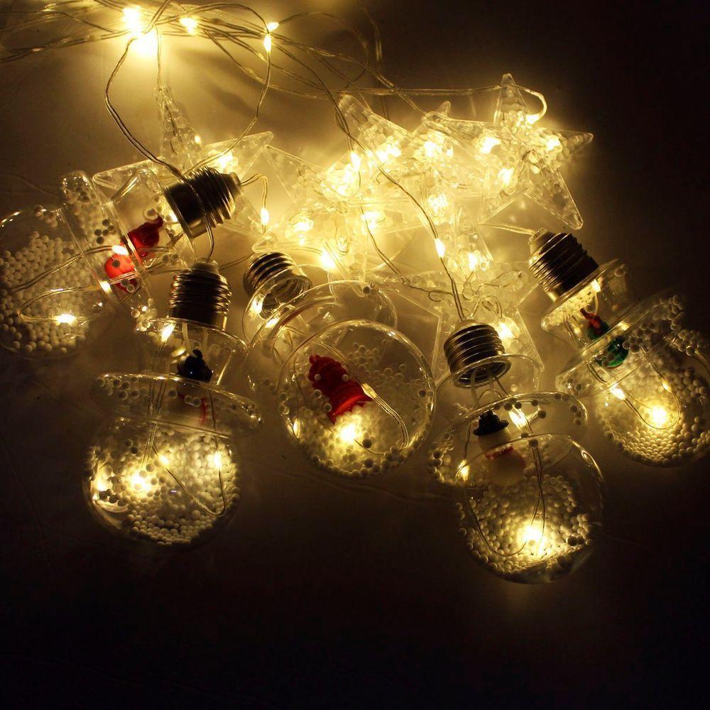 Varal Pisca Decoração Bolas E Estrelas Natal Leds Amarelo 3m - 6