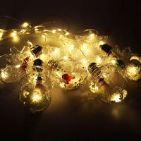 Varal Pisca Decoração Bolas E Estrelas Natal Leds Amarelo 3m