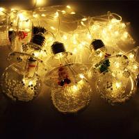 Varal Pisca Decoração Bolas E Estrelas Natal Leds Amarelo 3m - 5