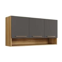 Armário Aéreo Plus 3 Portas Com Nicho Cinamomo Grafite - 1