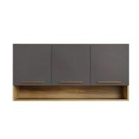 Armário Aéreo Plus 3 Portas Com Nicho Cinamomo Grafite - 2