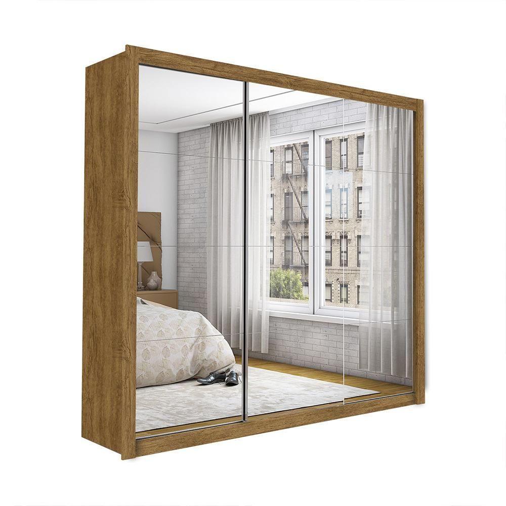 Guarda Roupa Roupeiro Isabela Master 3 Portas De Correr Com Espelho 4 Gavetas Carioca Cinamomo - 1