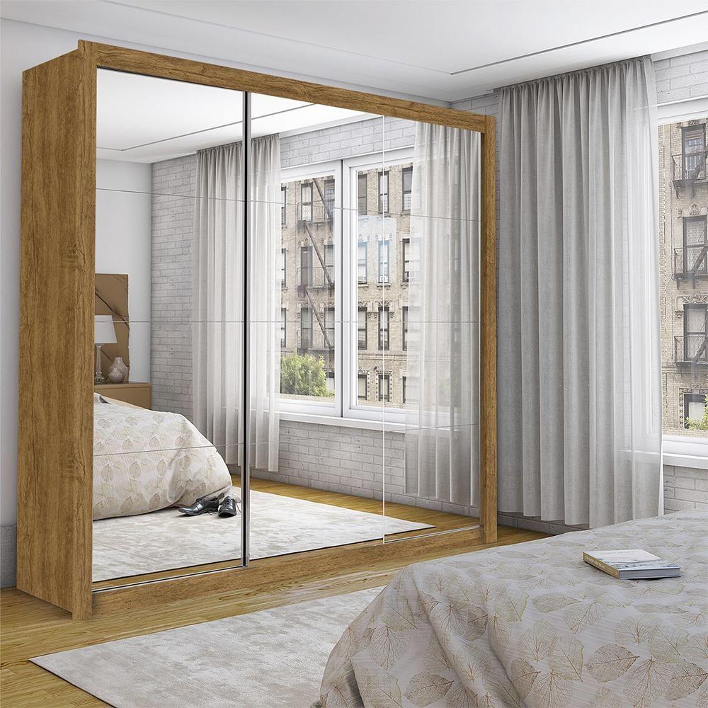 Guarda Roupa Roupeiro Isabela Master 3 Portas De Correr Com Espelho 4 Gavetas Carioca Cinamomo - 2