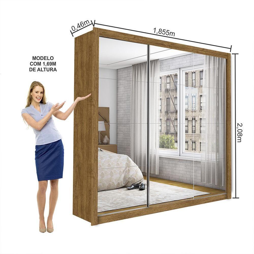 Guarda Roupa Roupeiro Isabela Master 3 Portas De Correr Com Espelho 4 Gavetas Carioca Cinamomo - 7