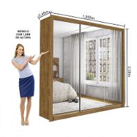 Guarda Roupa Roupeiro Isabela Master 3 Portas De Correr Com Espelho 4 Gavetas Carioca Cinamomo - 7