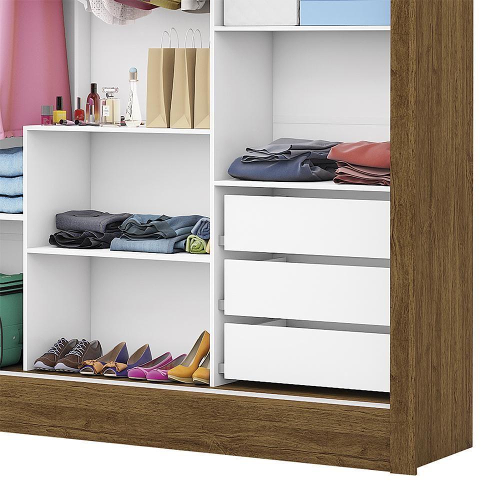 Guarda Roupa Roupeiro Dubai 3 Portas De Correr Com Espelho Central 3 Gavetas Carioca Cinamomo - 5