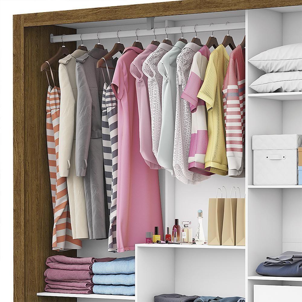 Guarda Roupa Roupeiro Dubai 3 Portas De Correr Com Espelho Central 3 Gavetas Carioca Cinamomo - 6