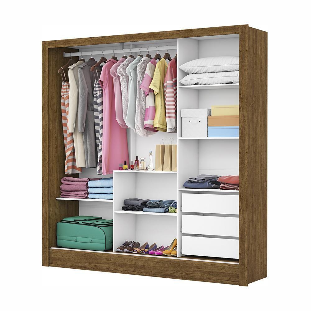 Guarda Roupa Roupeiro Dubai 3 Portas De Correr Com Espelho Central 3 Gavetas Carioca Cinamomo - 7