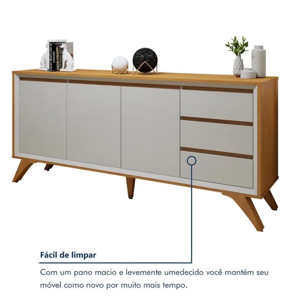 Buffet Piazza 3 Portas 3 Gavetas Mavaular Off White Naturalle - 4