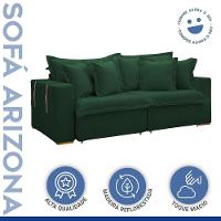 Sofá Cama Retrátil E Reclinável Arizona Veludo Verde 2,20m - 6