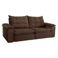 Sofá Retrátil E Reclinável Espanha Veludo Marrom 2,50m - 1