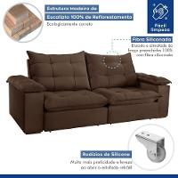Sofá Retrátil E Reclinável Espanha Veludo Marrom 2,50m - 6