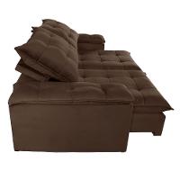 Sofá Retrátil E Reclinável Espanha Veludo Marrom 2,50m - 9