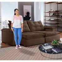 Sofá Retrátil E Reclinável Espanha Veludo Marrom 2,50m - 10