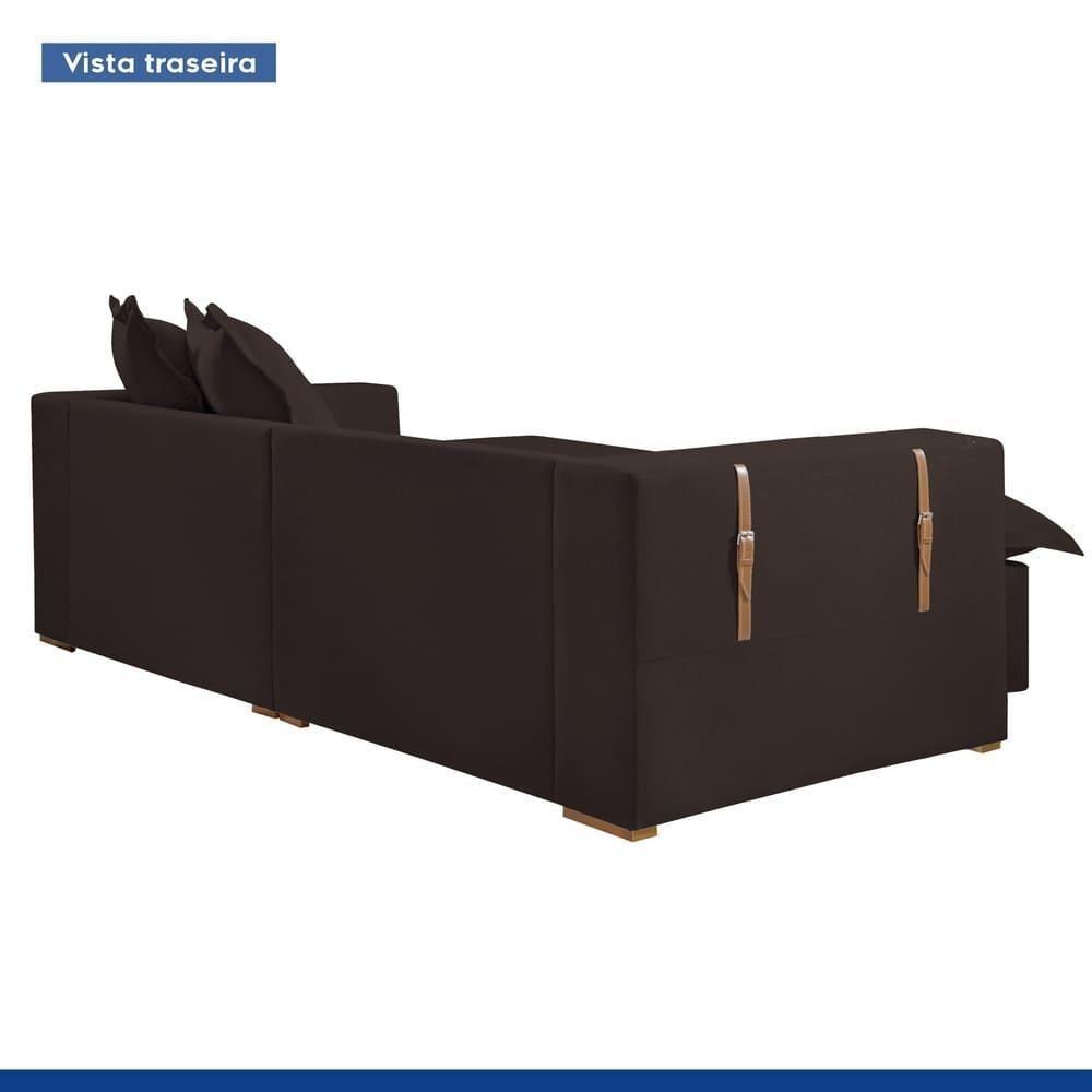 Sofá Cama Retrátil E Reclinável Arizona Veludo Marrom 2,20m - 2