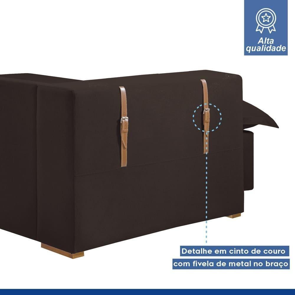 Sofá Cama Retrátil E Reclinável Arizona Veludo Marrom 2,20m - 9